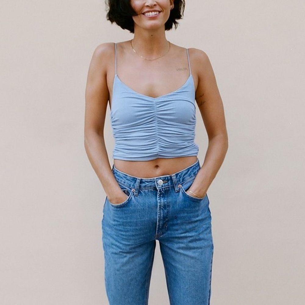 CYBER SALE🕊️urban outfitters marcie ruched thin strap cropped ruffled tank